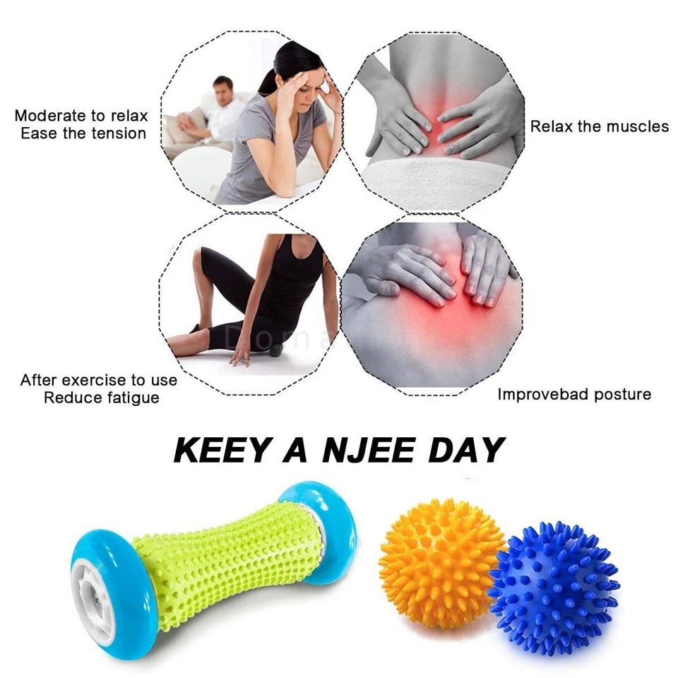 Soft Rubber Foot Massage Roller hard Spiky Ball Deep Tissue Acupresssure Recovery Relax Foot Back Shoulder Leg Hand Tight Muscle