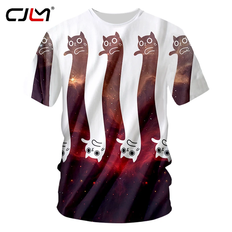 Футболка CJLM Galaxy космическая 3d Мужская забавная с принтом кошек Повседневная