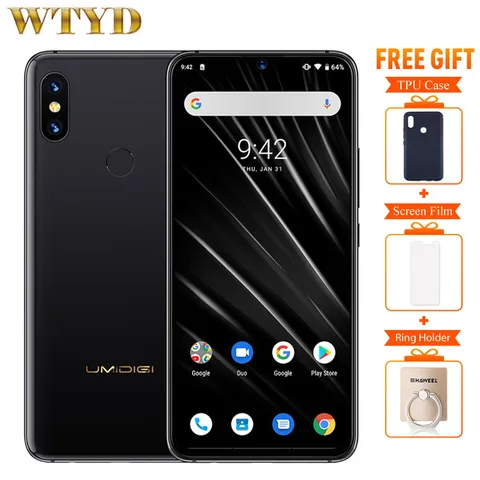 UMIDIGI PRO Android 9 0 Global Dual Mobile Phone 128GB 6GB 5150mAh 6 3  Smartphone 48MP 12MP 20MP Super Camera Cellphone