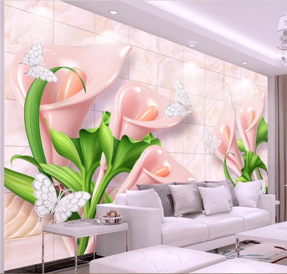 Avoir Images Beibehang Custom Wallpaper 3d Calla Lily Stereo Marble Pattern le plus cool salutations