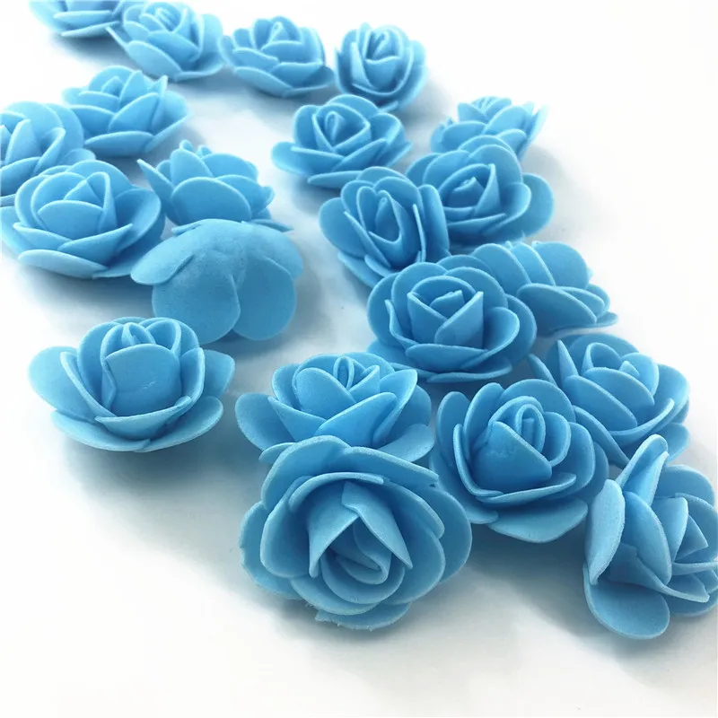 Foam Bear Mold PE Rose Artificial Flower Heads Rose Bear White Mold and Gift Box DIY Rose Bear Accessories Bag - Цвет: 500PCS blue