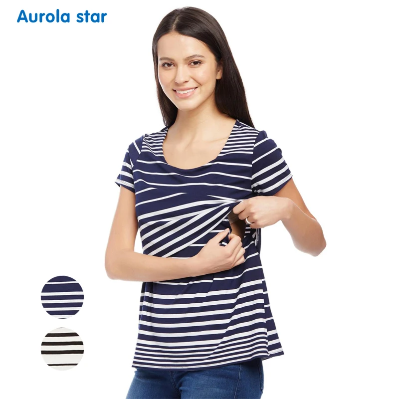 Nursing Breastfeeding Tshirts Lactation Clothes Short Summer Maternity
