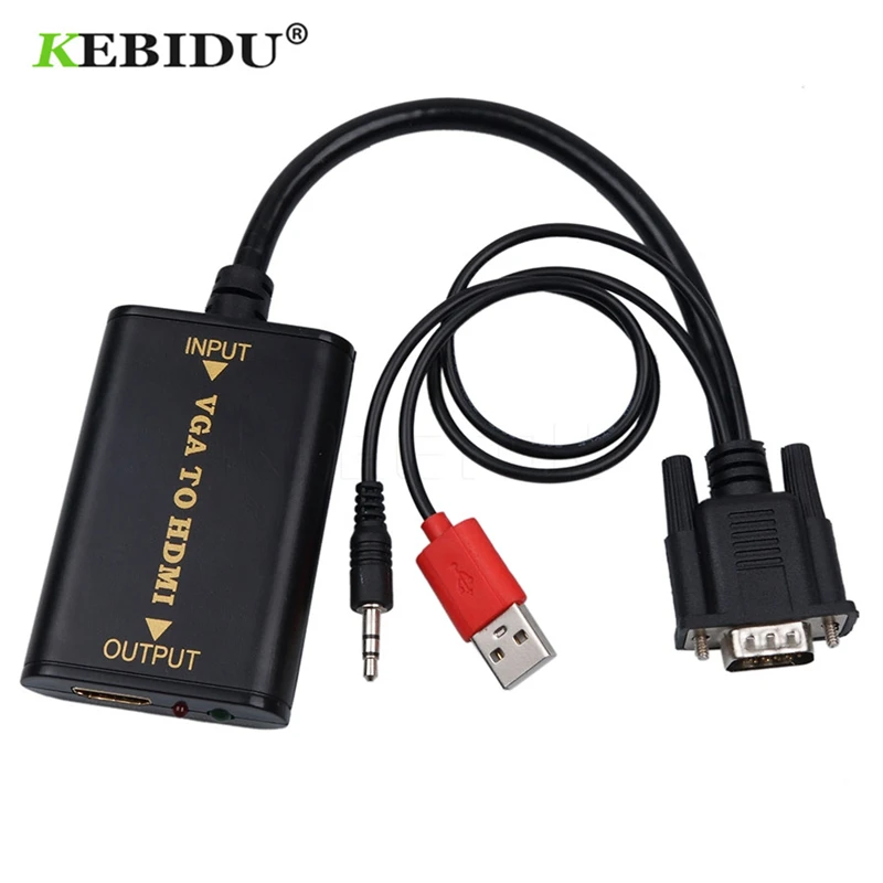 Kebidu VGA HDMI кабель Новое поступление преобразователь 1080P HD аудио AV конвертер TV видео