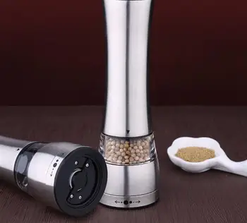 

New Manual Pepper Mill Salt And Pepper The Grinder Kitchen Tools 1 piece Silver Stainless Steel And Clear Acrylic Construction