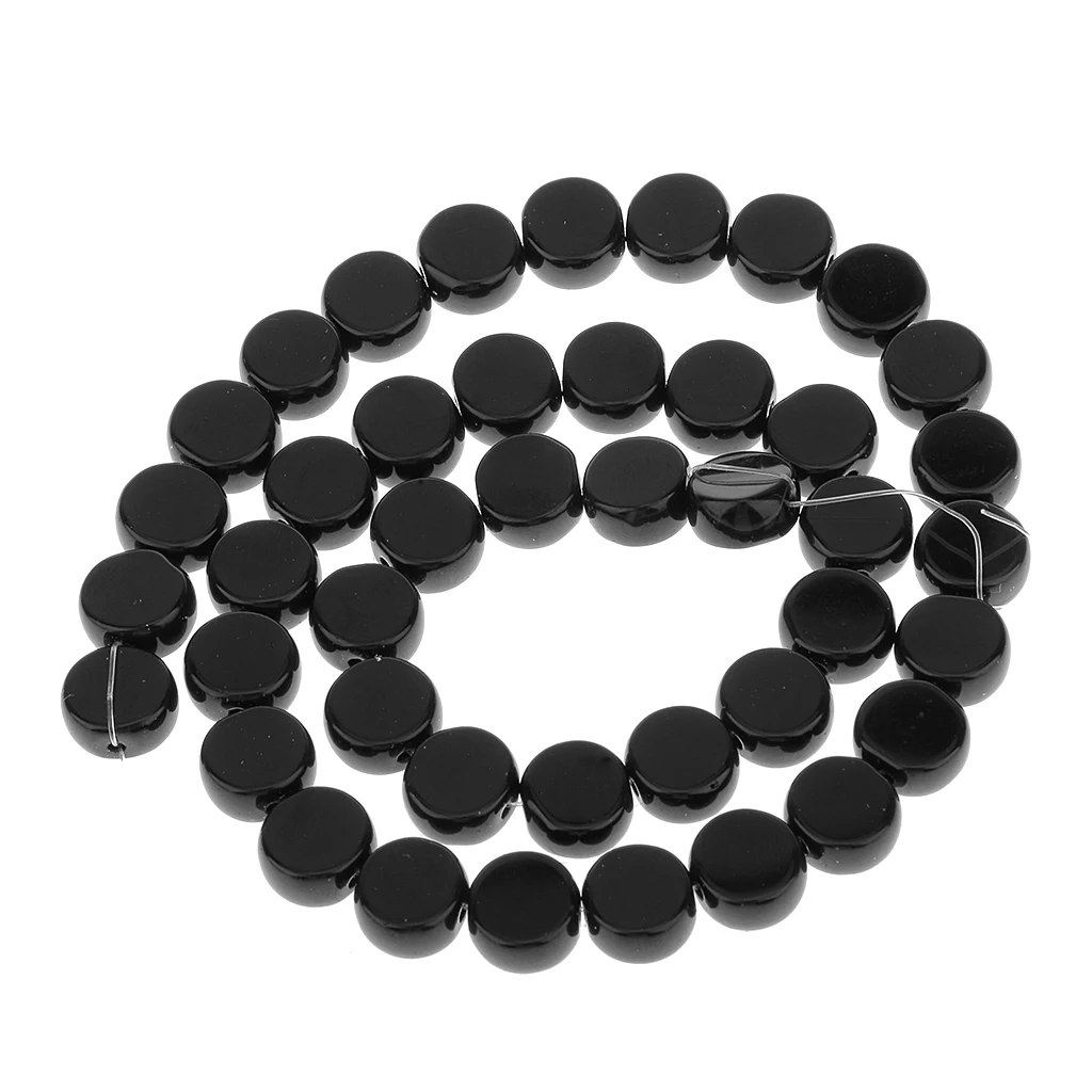 10mm Black Onyx Coin Loose Beads Strand 15\` Jewelry Craft Making for necklace bracelets Fashion Jewelry