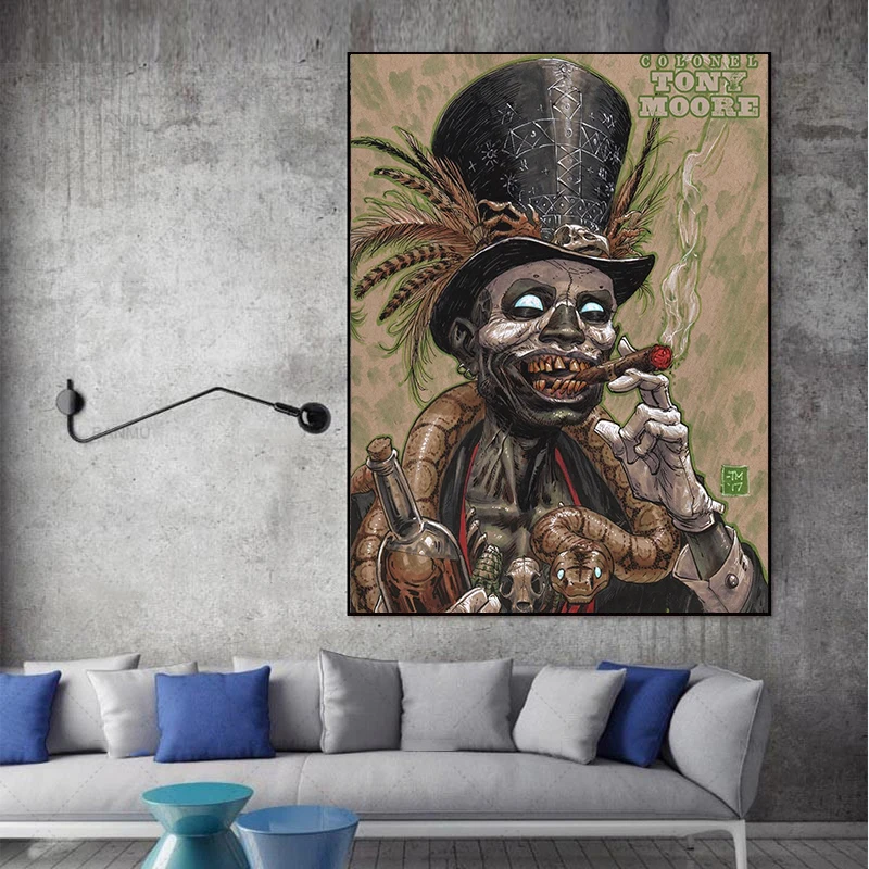 MUTU арт Хэллоуин Холст Картина курить барон Самеди стены искусства плакат на холсте Современное украшение дома без рамки печати