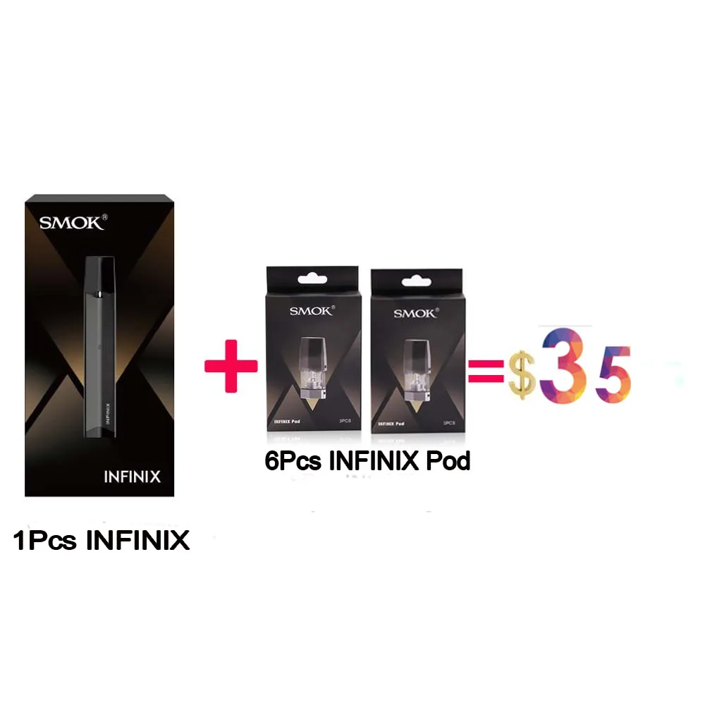 Аутентичный SMOK INFINIX комплект 250 мАч встроенный аккумулятор и 2 мл стручка