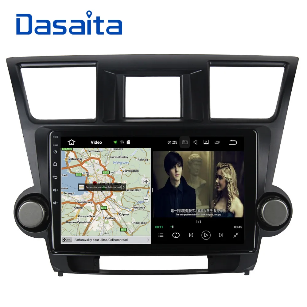 Excellent Dasaita 10.2" Android 7.1 Car GPS Player Navi for Toyota Highlander 2009-2012 with 2G+16G Quad Core Stereo Radio Multimedia HDMI 2