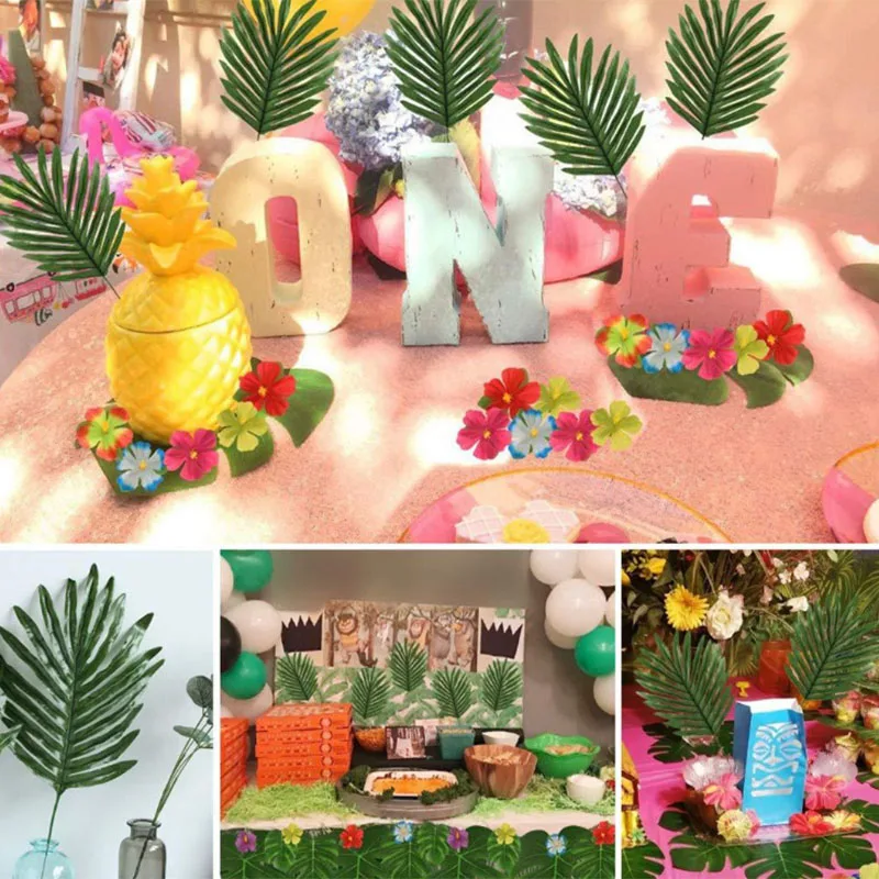 

MEIDDING Artificial Palm Leaf Island Style Summer Tropical Party Decor Hawaiian Flamingo Party Wedding Table Garden Decoration
