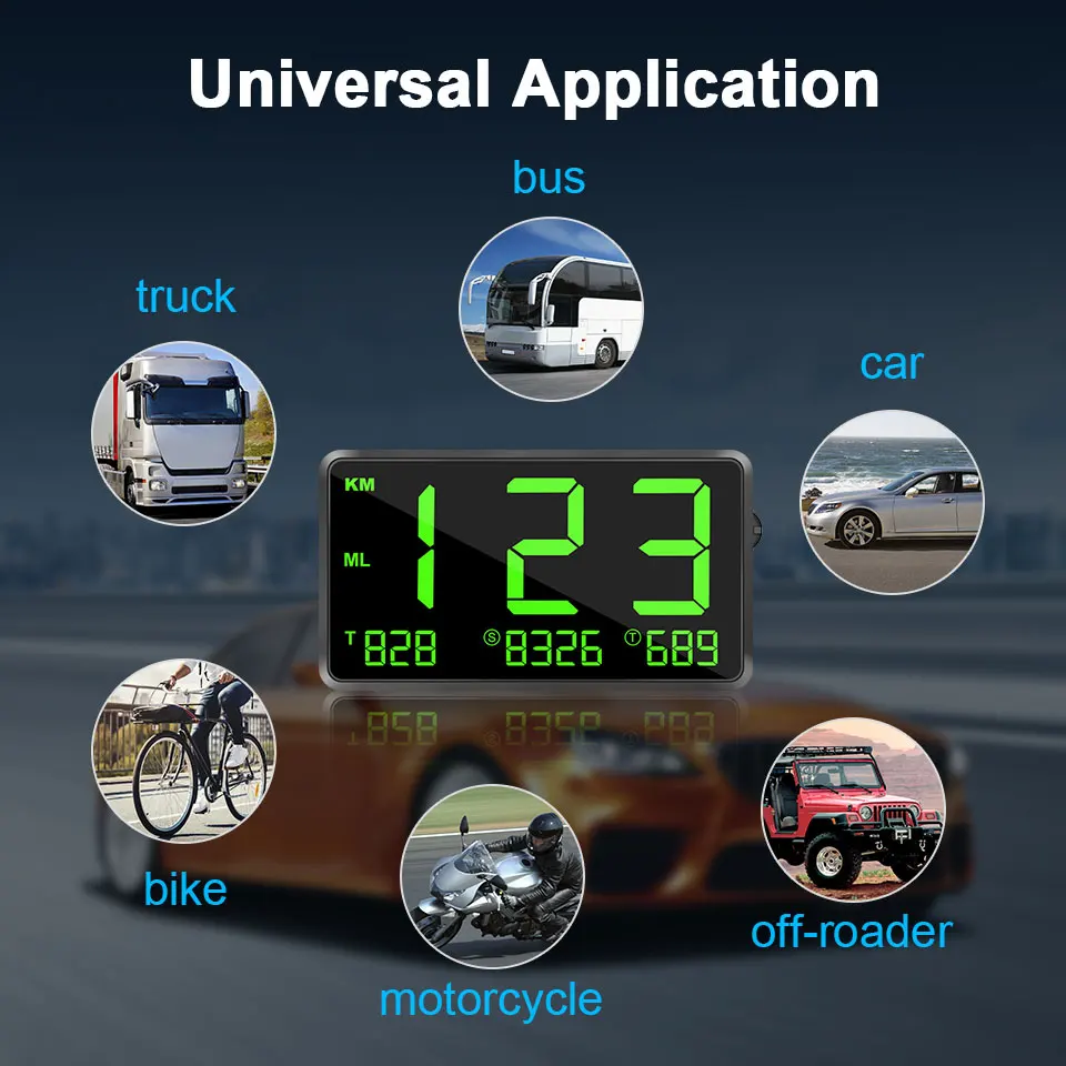 Дисплей с большими шрифтами GPS Hud Автомобильный спидометр проектор браслет км/ч