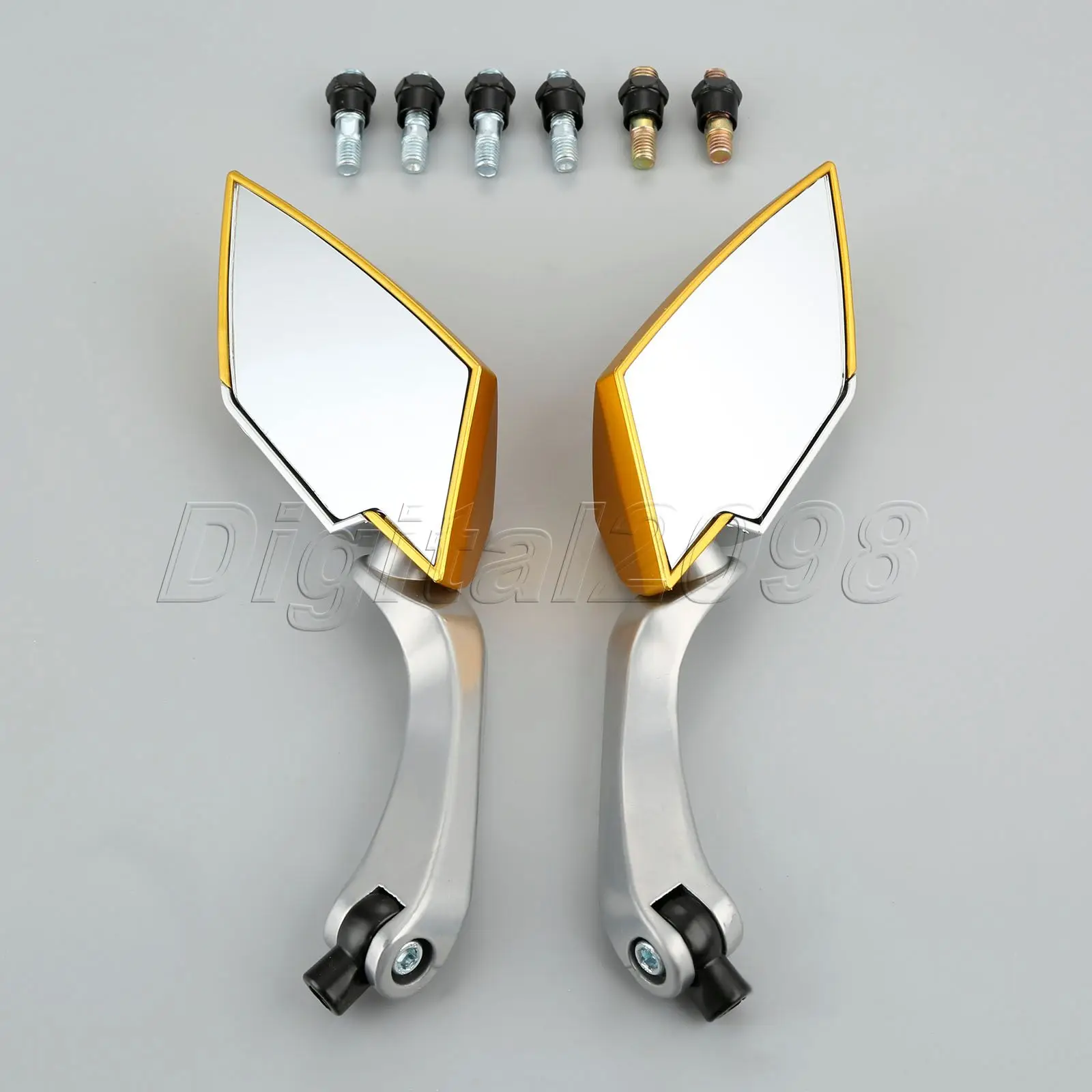 

Yetaha 2x Universal Motorcycle Rearview Mirror 8/10mm Diamond Rear View Mirrors For Honda Street Sport Bike Scooter Cruiser Gold