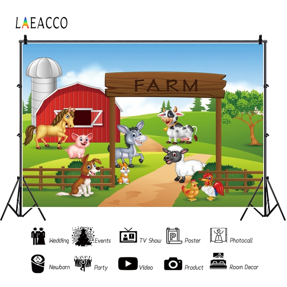 

Laeacco Farm Baby Birthday Animals Field Party Personalized Photography Backdrops Photographic Backgrounds For The Photo Studio