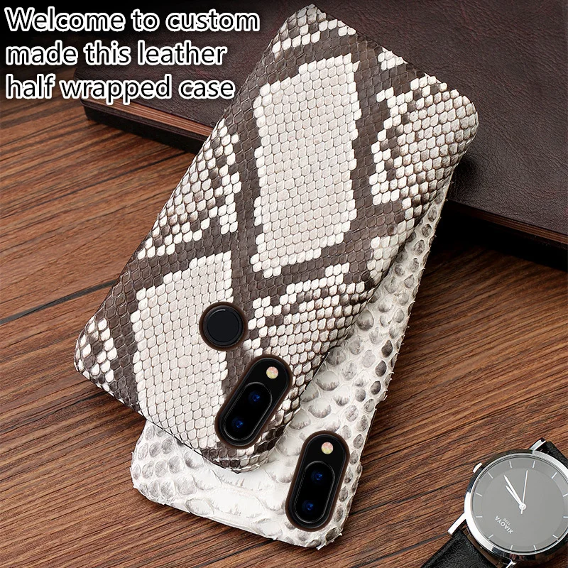  QH17 Python skin genuine leather half-wrapped case for Apple iPhone 8(4.7') phone case for iPhone 8