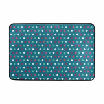 

Colorful Little Dots Deep Green Bathroom Mat Anti-Slip PVC Bathroom Floor Mat Machine Washable Microfiber Chenille Bath Mat