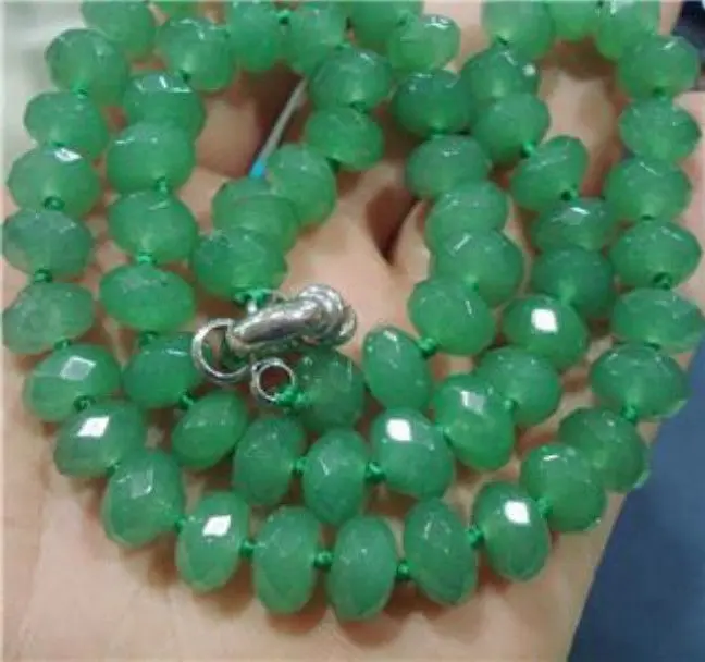 

6x10mm Green Round Emerald Necklace 18
