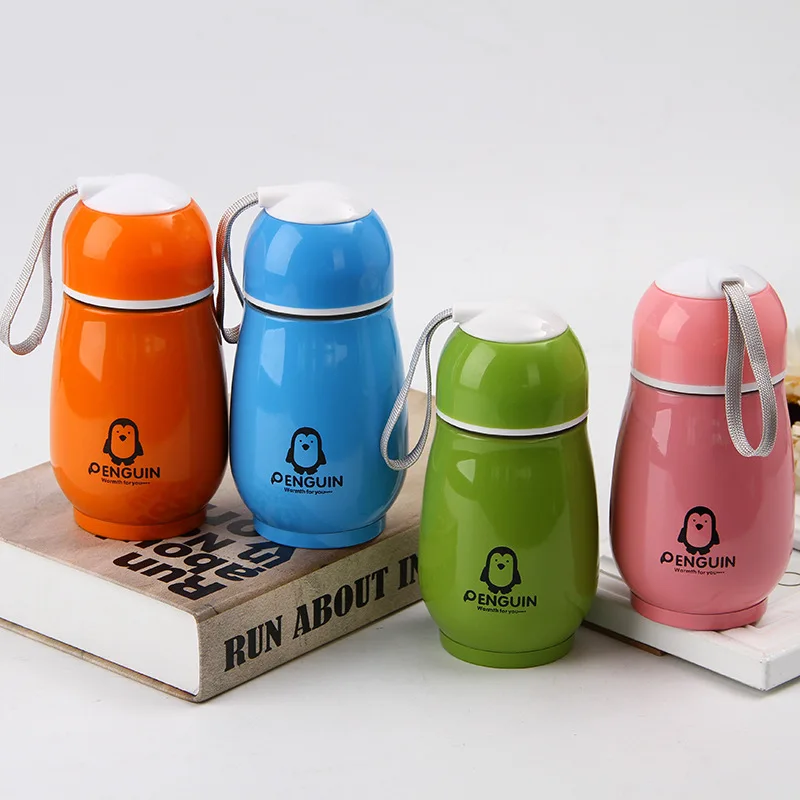 300ML children's stainless steel vacuum flask portable rope big belly penguin shape hot coffee cup thermos cute thermo bottle 300ML children's stainless steel vacuum flask portable rope big belly penguin shape hot coffee cup thermos cute thermo bottle