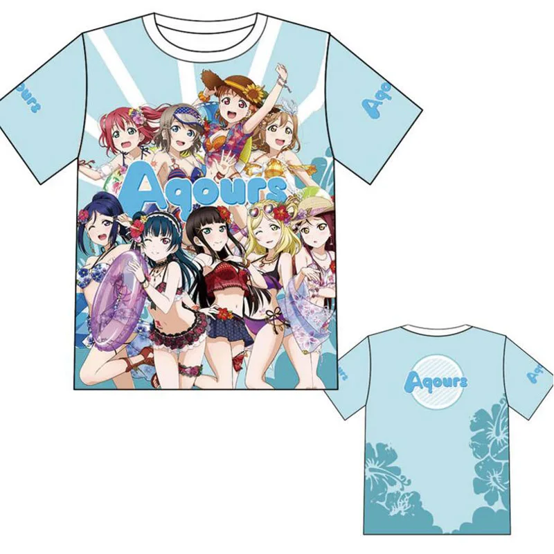 LoveLive! U's Aqours футболка костюм для косплея Love Live для мужчин и женщин Летняя футболка с короткими рукавами Повседневные футболки - Цвет: 1