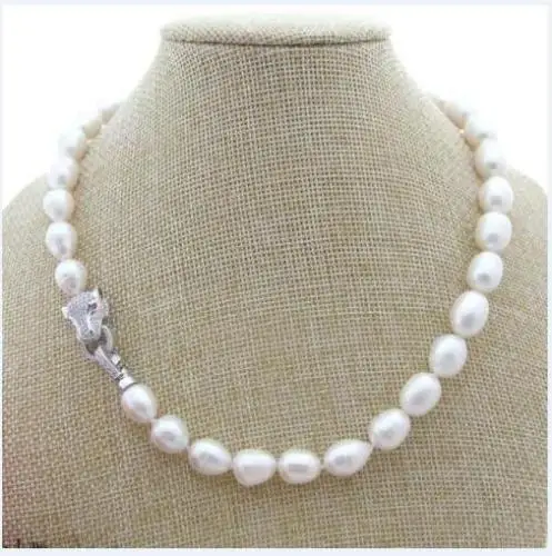 

new 10X12MM SOUTH SEA NATURAL White PEARL NECKLACE Leopard head CLASP18"