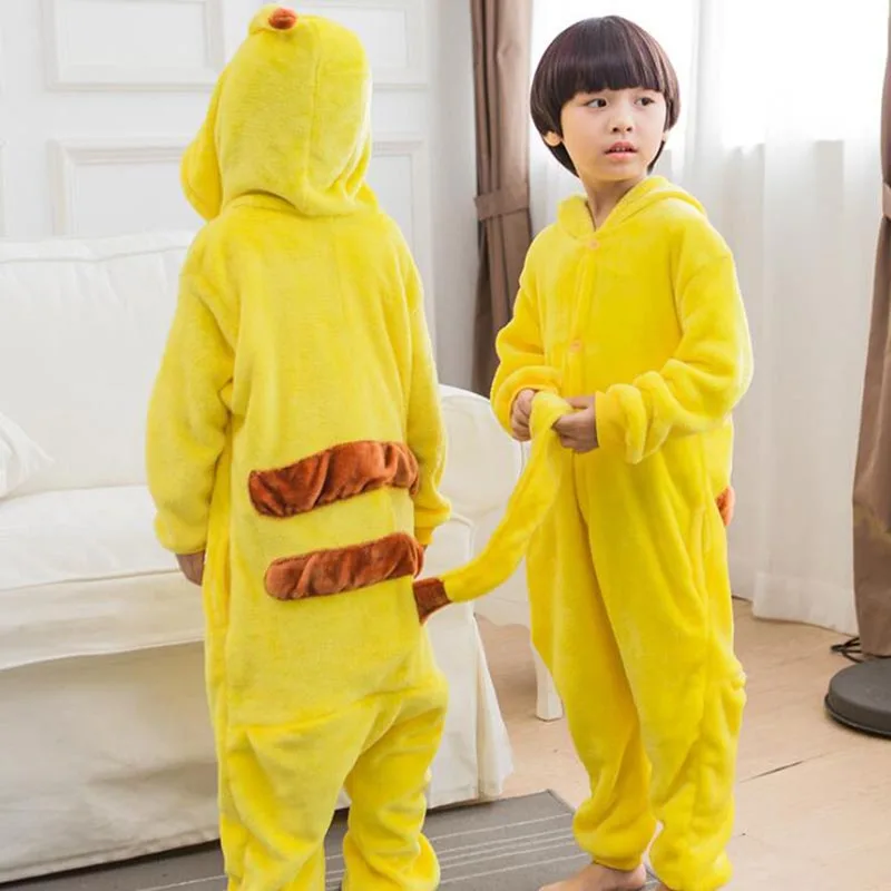 Kid Pokemon Pikachu косплей Кигуруми Комбинезон детский мультфильм аниме-комбинезон