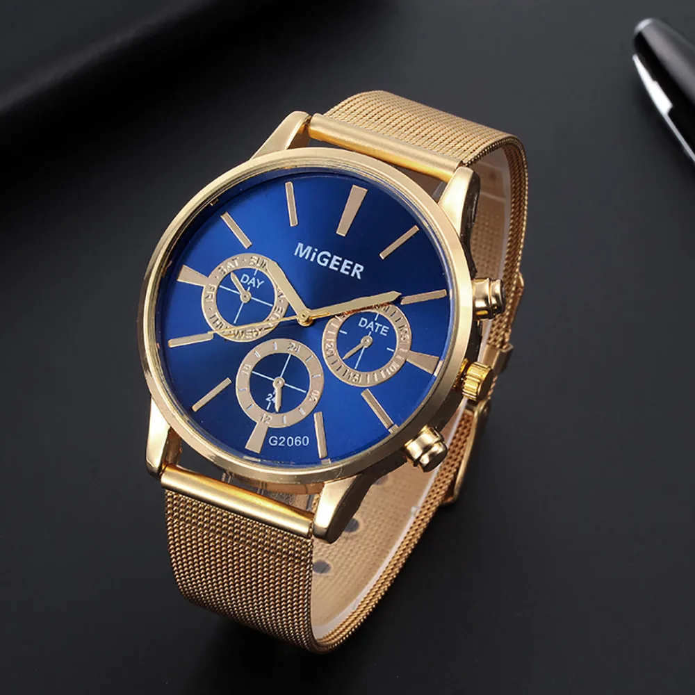 Fashion luxury brand casual gold blue black watches Classic New Men