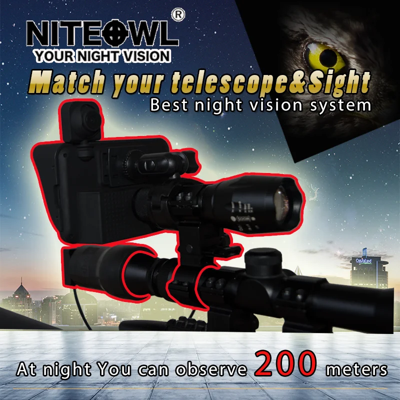 

NITEOWL NV-G1 Digital Night Vision Scope for Rifle Hunting with Camera and Portable Display Screen Night Vision 200 Meters