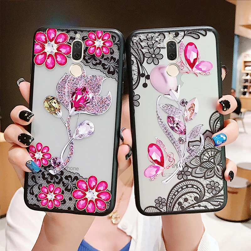 3D кружева цветок дрель чехол для huawei p10 p8 p9 Lite 2017 P20 Pro Plus P Smart Honor 7x9 10 8 lite Коврики 20