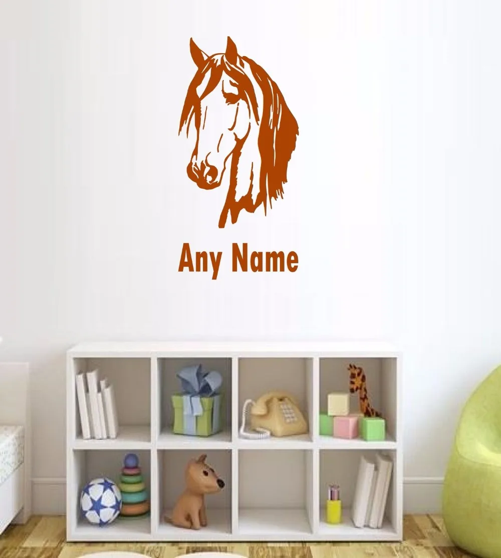 Personalised Horse Head Vinyl Wall Sticker Any Name Customized Birthday
