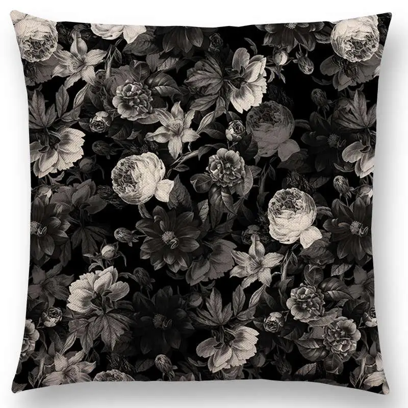 Новейшая черная ночь, винтажный лесной ботанический сад, Грядущая мечта, красочные цветы, листья, принты, наволочка для дивана, чехол для подушки - Цвет: a002501