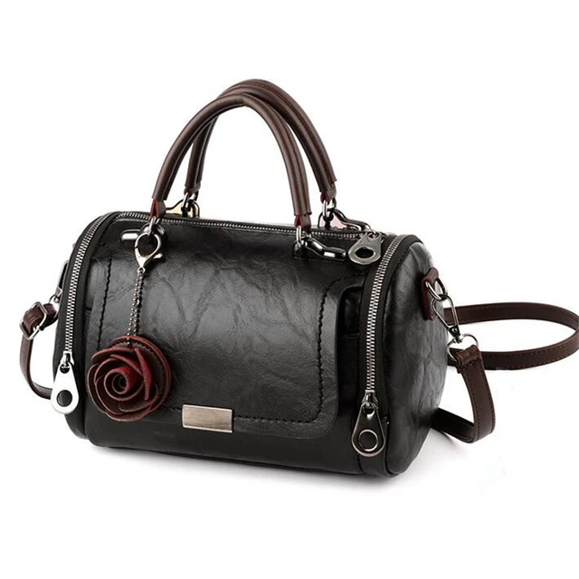 Fashion Women Shoulder Bag with Flower Pendant Ladies Totes Party Purse Boston Handbag Casual Female Messenger Crossbody Bags 2