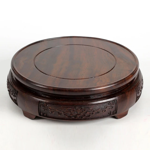 Beautiful and Elegant: 7.8-24cm Diameter Ebony Carved Base With Flower Pattern