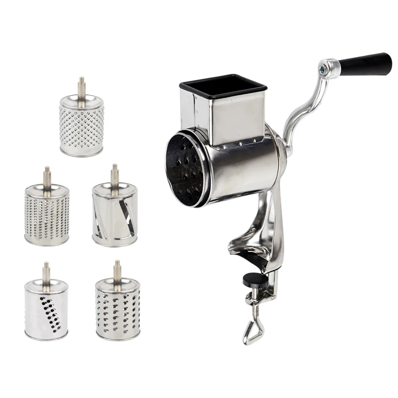 

Rotary Grater Food Mills Nut Grinder With 5 Drum Blade for Cheese Grating and Nuts Grinding Vegetable Shredding Fruits Slicer