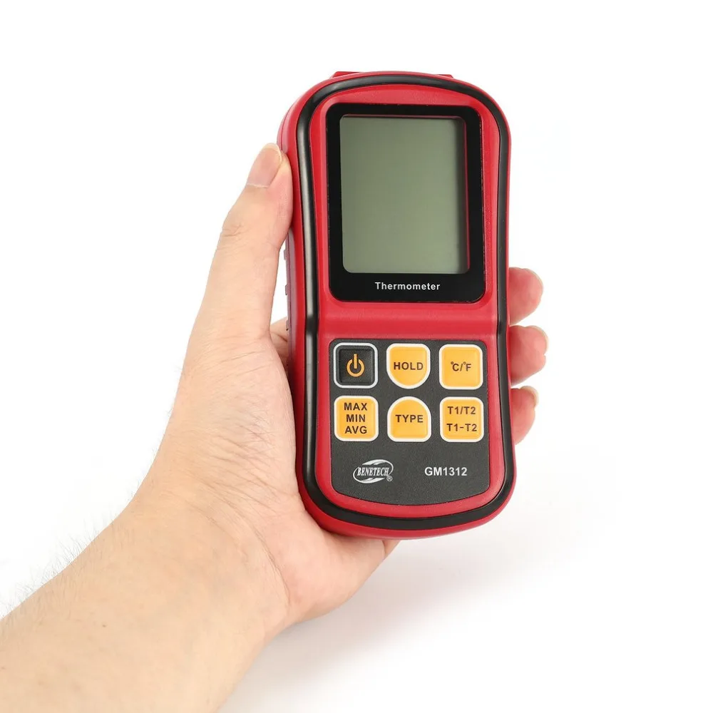 BENETECH GM1312 двухканальный цифровой термометр с термопарой-50~ 300 ручной измеритель температуры 2 шт. K Тип термопары