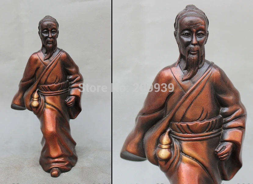 

huij 007052 Chinese Pure Bronze Famous Pharmacologist Medical Doctor Li Shi Zhen Statue (A0321)