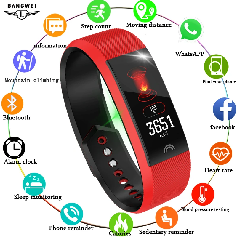 

BANGWEI Brand Women Watches Heart rate blood pressure blood oxygen monitor Smart watch Sport fitness tracker Relogio Masculino