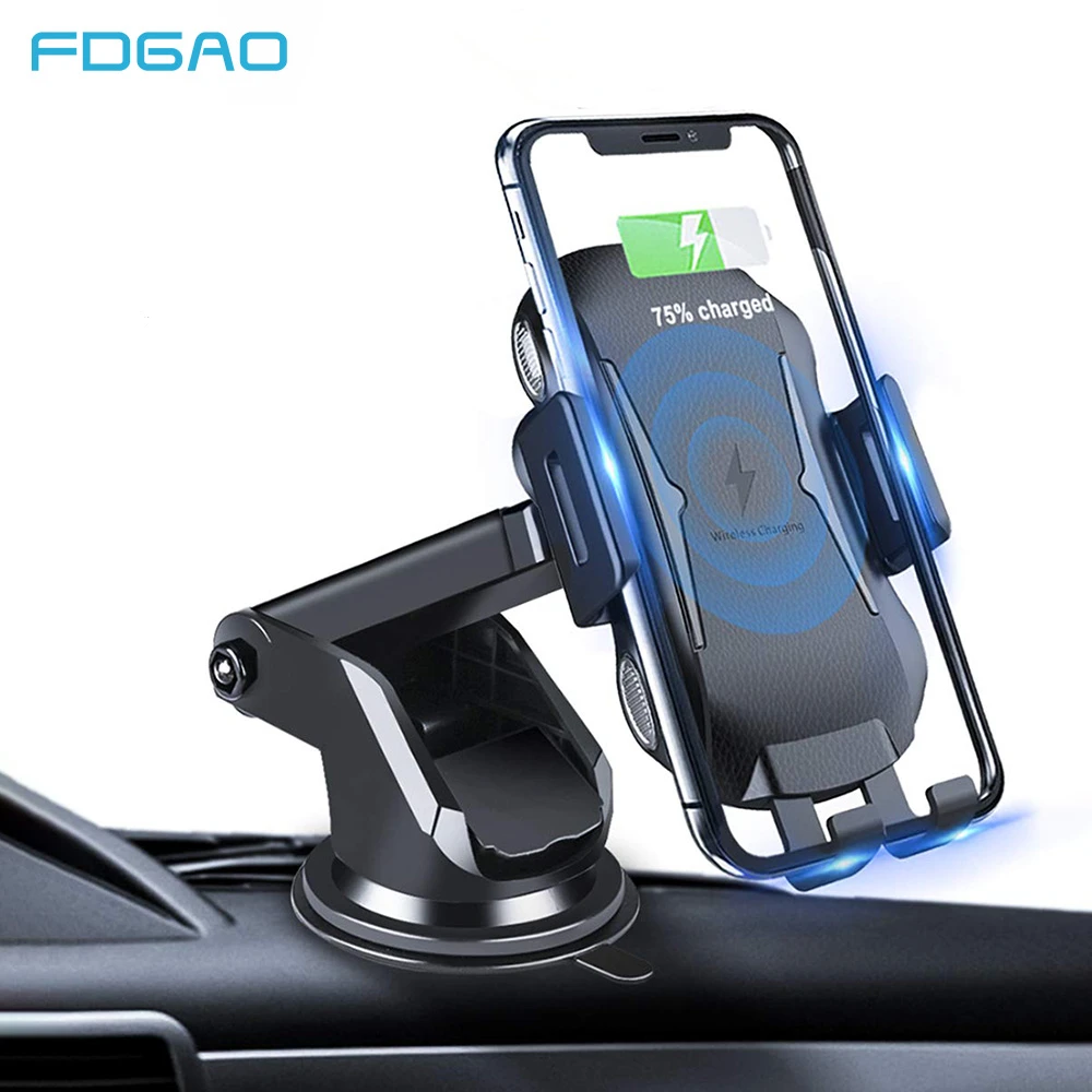 FDGAO Automatic Clamping 10W QI Wireless Car Charger Mount Fast Charging Phone Holder For iPhone X XR XS Max 8 Samsung S10 S9 S8