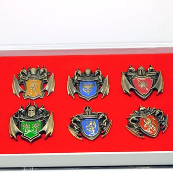 

6pcs/set Game of Thrones Badge Brooch Set Stark Baratheon Lannister Targaryen Arryn Family Badge Collection Action Figure Toys