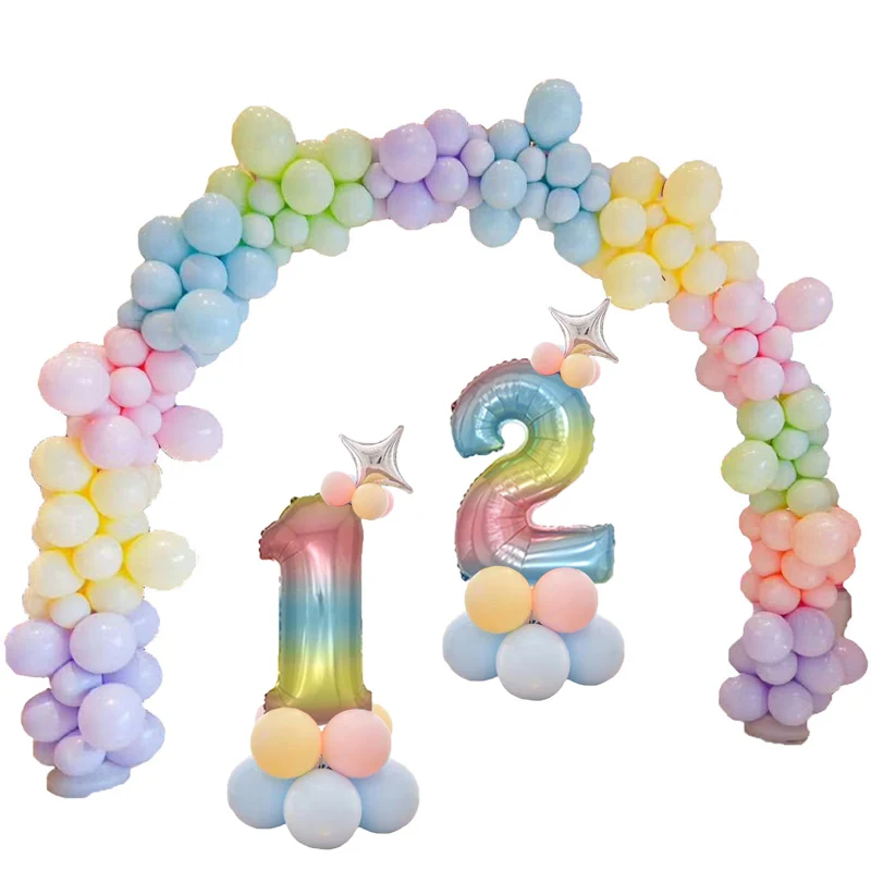 

Rainbow Birthday Balloons Macarons Candy Number Foil Balloons 1 2 3 4 5 6 7 Years Happy Birthday Party Decorations Kids Balloon
