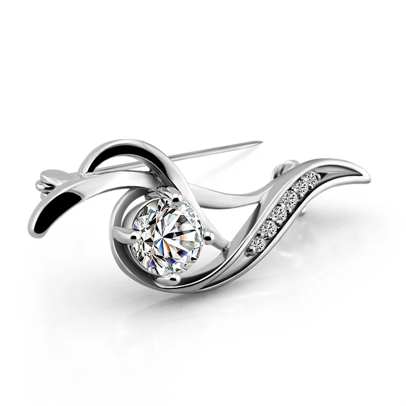 

Fashion design dazzling zircon flower brooch 925 sterling silver woman brooch lady scarf clothes pin jewelry accessories gift