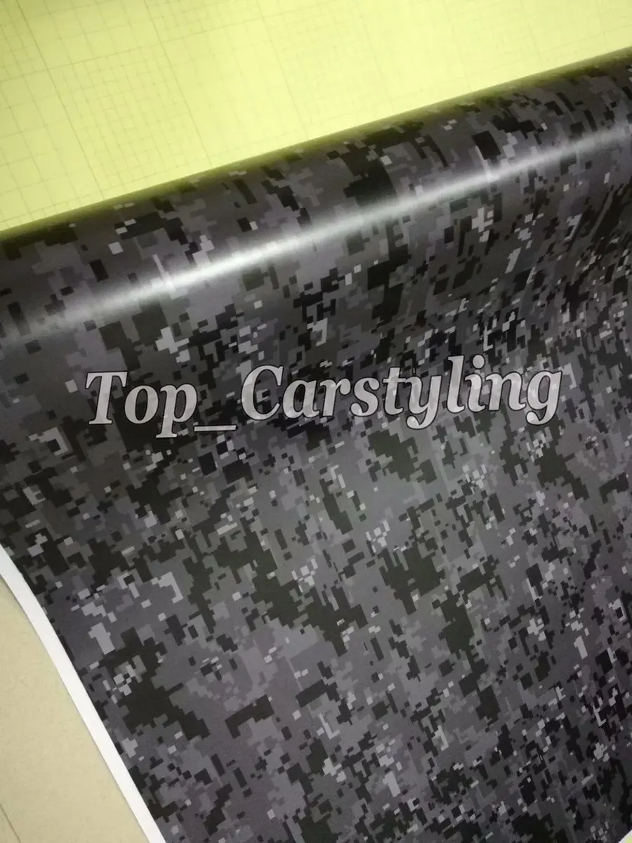 black gray digital pixel camo vinyl car wrapping covering  (1)