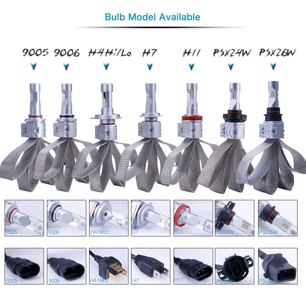 TC-X H4 H7 H11 LED Headlight Bulbs  9005 9006 Car Led Auto Headlamp PSX24W PSX24W P13W Luxeon ZES 6500K Headlights ptf Light 12v