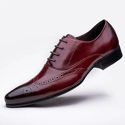 Pjcmg модные черные/цвет красного вина Обувь шнурованная для женщин Мужская одежда Кружево на шнуровке обувь с острым носком Пояса из натуральной кожи вечерние Бизнес человек свадебные туфли - Цвет: RED