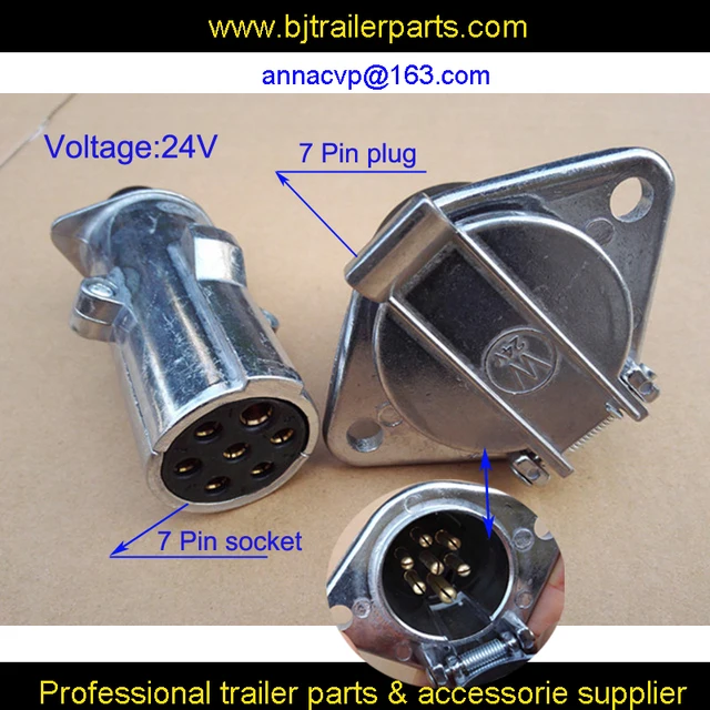 7 Pin 24v Metal Towing Towbar Trailer Truck Plug Socket Set Wiring 7 Pin 24v Metal Towing Towbar Trailer Truck Plug Socket Set Wiring Connectors Electric