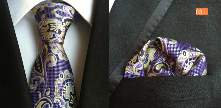 Модный Шелковый галстук 8 см, набор носовых платков, классические галстуки с цветочным узором пейсли, нагрудный Платок для мужчин, деловой Свадебный галстук зеленого синего цвета - Цвет: W81