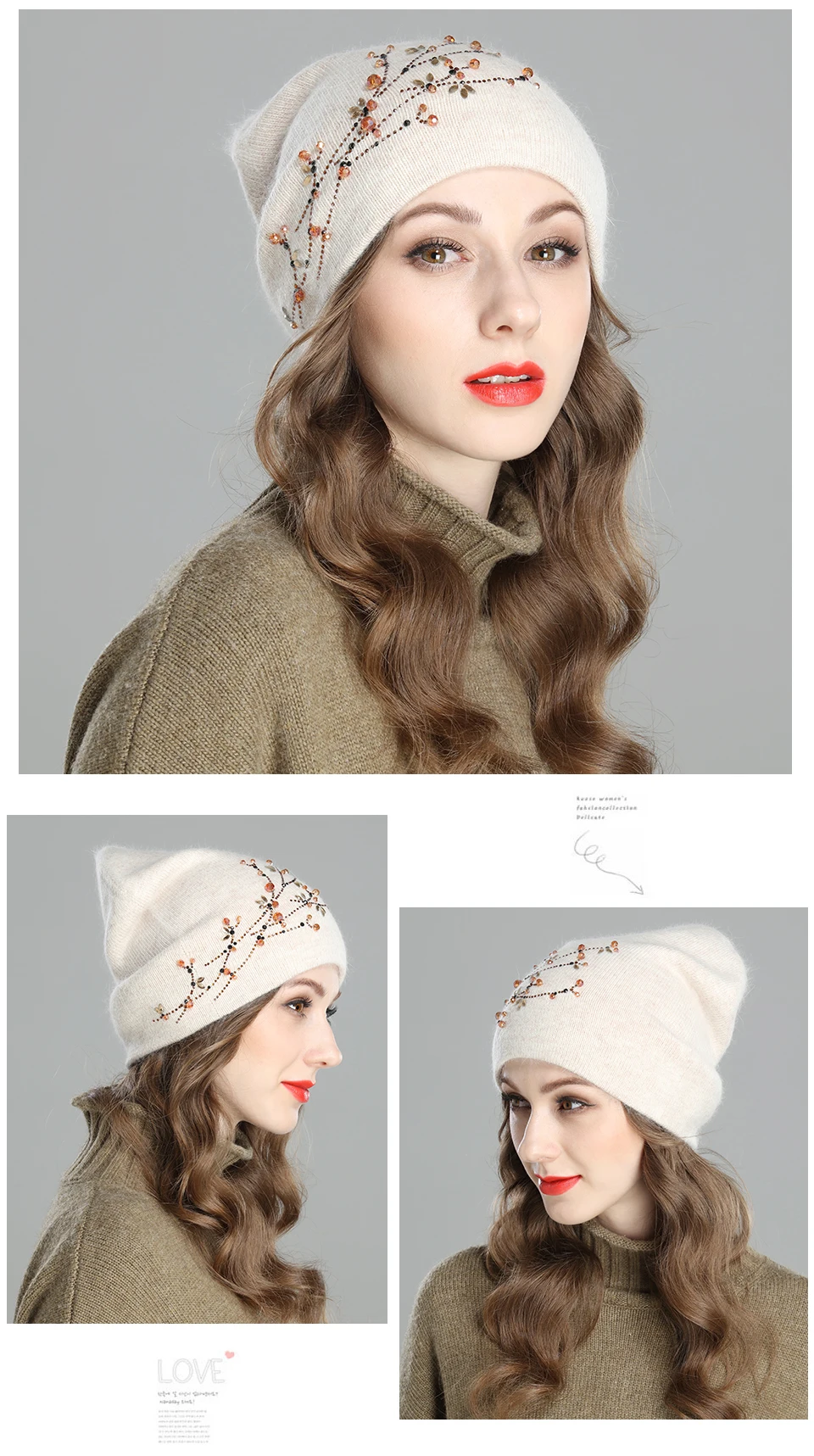 Liliyabaihe новая шапка женская осенняя и зимняя шапка с ангорой трикотажные полный камень хорошая украшения теплый шапки для девочек