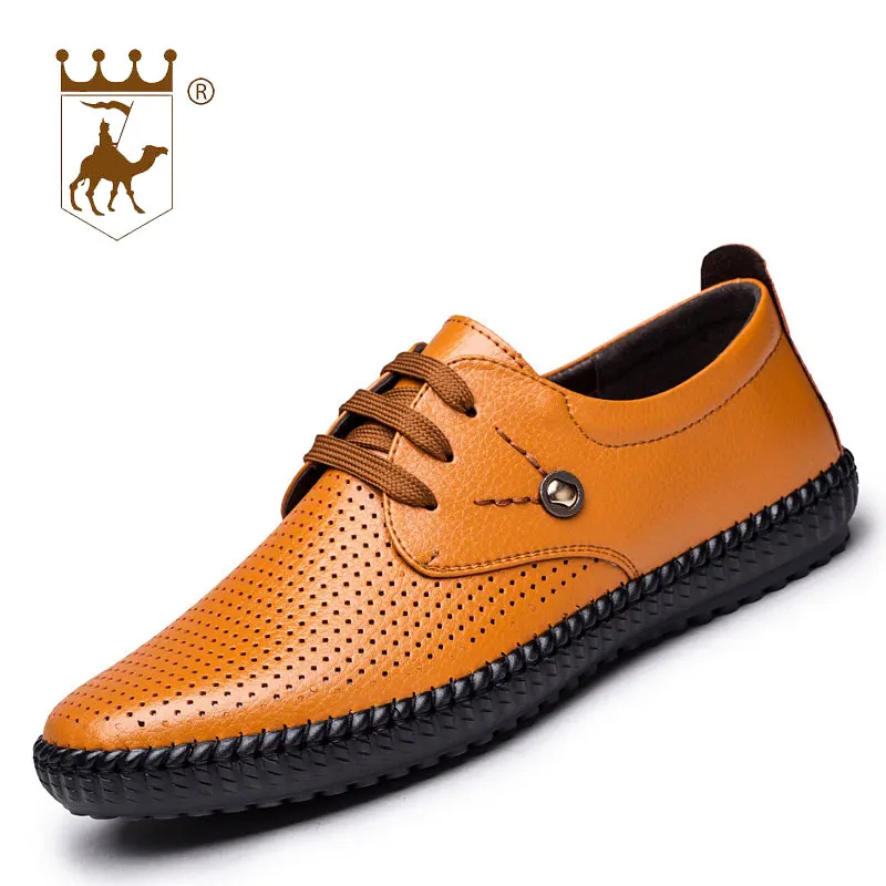 

BACKCAMEL Luxury Brand Men Shoes Hollow Casual Fashion Trendy Yellow Black Blue Brown Flat Shoes for Men Breathable Lace Up Hot