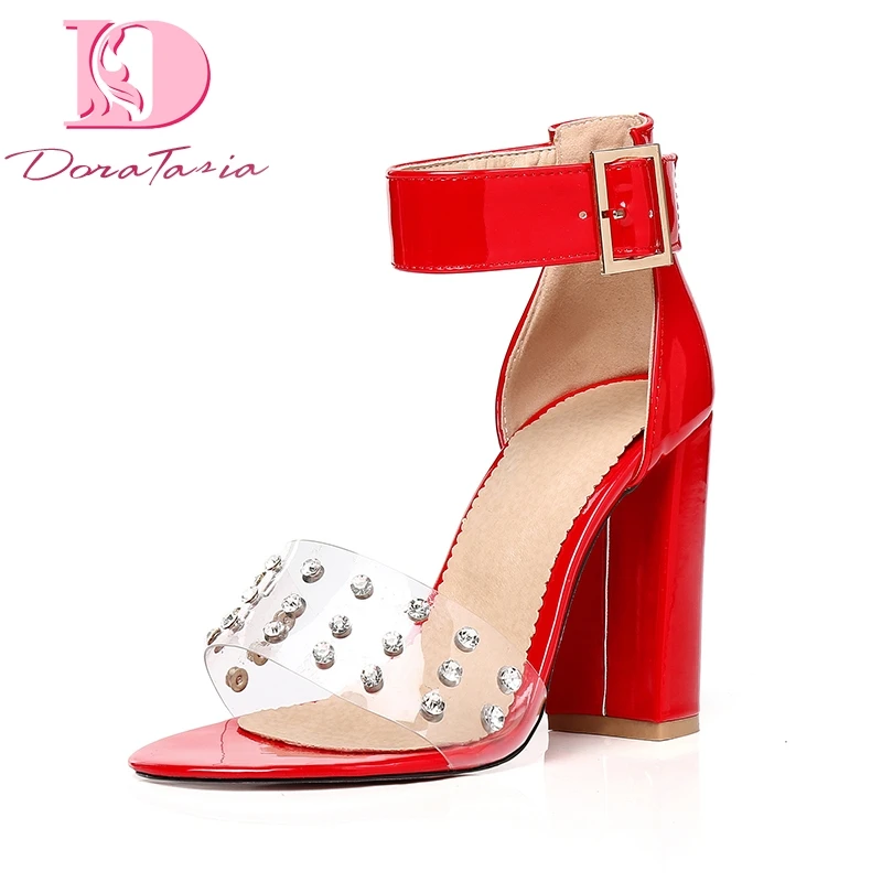 

DoraTasia 2018 Summer rivets Brand Women Sandals sexy high heels sandal Shoes Woman party large size 34-48 women shoes