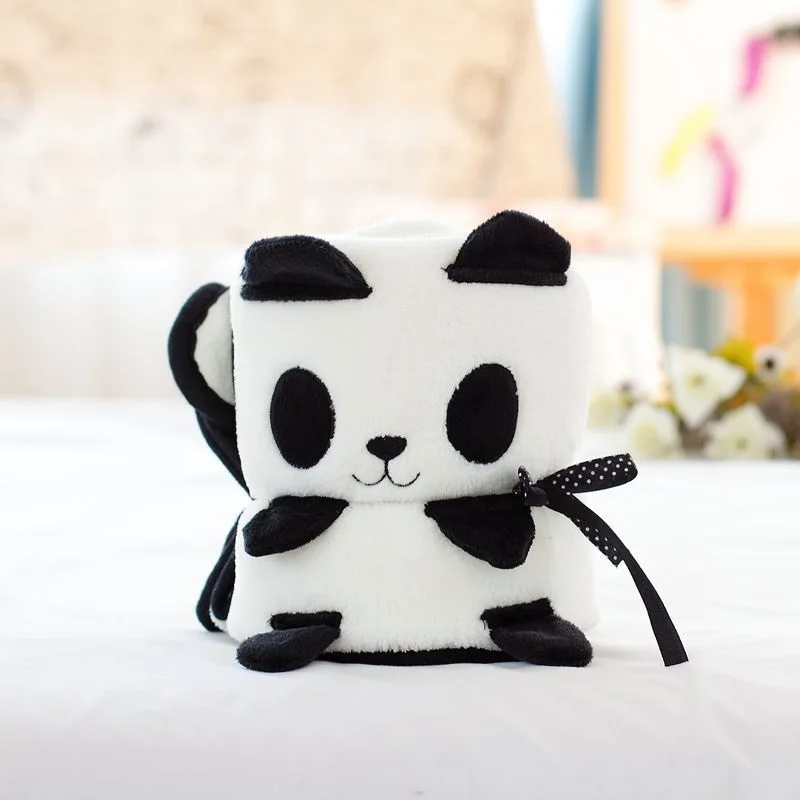 Коралловое шерстяное одеяло пеленки для новорожденного Tapete Infantil Cobertor Bebe Animal Manta 100*80 см 220 г KF009 - Цвет: panda