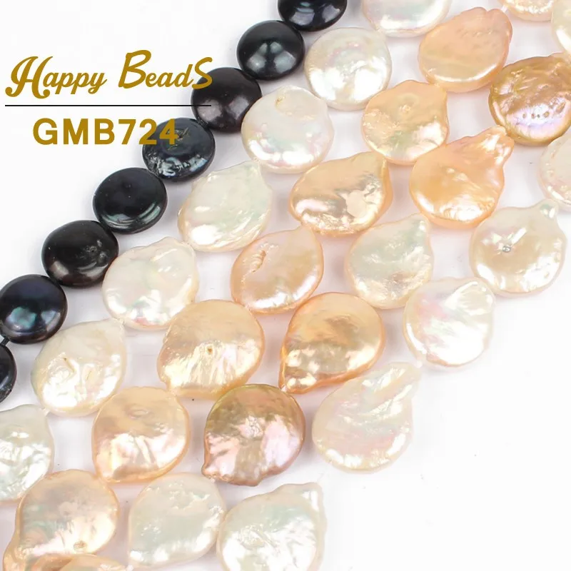 

Natural Coin Pearl Cultured Freshwater Pearl Round Beads 15"Strand 14-15mm For Jewelry Making DIY Bracelet Necklace Wholesale