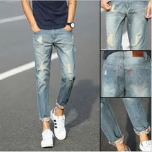 6 EXTRA GROßE männer Jeans Fashion Löcher Jeans Männer Koreanische Gezeiten Füße Hosen Herrenhosen Dünne Modelle Plus größe 27-38