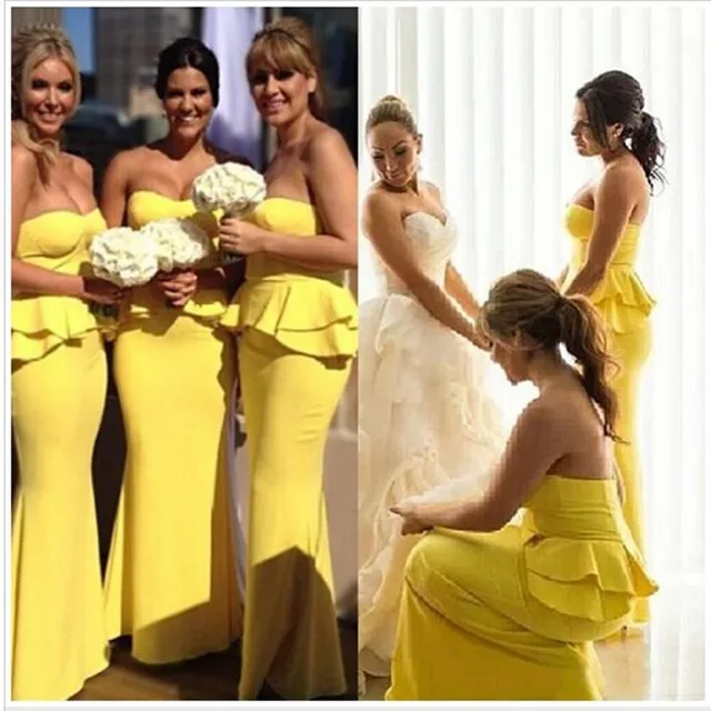 Us 83 39 10 Off Lovely Light Yellow Bridesmaid Gowns Navy Blue Peach Ivory Champagne Silver Yellow Hunter Satin Bridesmaid Dresses Free Shipping In